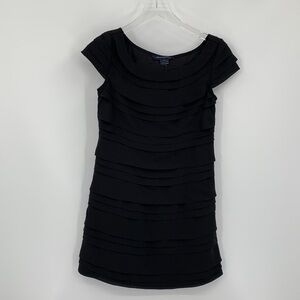 French Connection tiered layered shift dress mini black short sleeve women 2